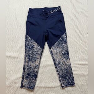 Calvin Klein Perfrormanc Women's L Blue Leggings Midrise Fitness Athlesiure Yoga